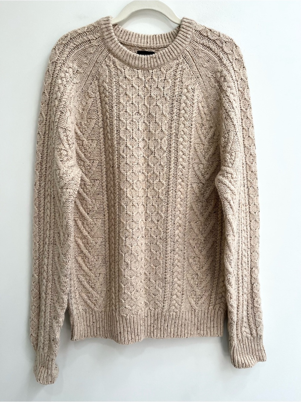 J Crew Rugged Merino Wool Blend Donegal Cable Knit Crewneck Sweater Medium